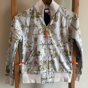 Cryptid Printed Zip-Up Jacket - Light blue with Olive Accents- Rossignol